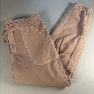 Athleta Farallon Organic Cotton Joggers Pants Taupe Khaki Size 8 Utility